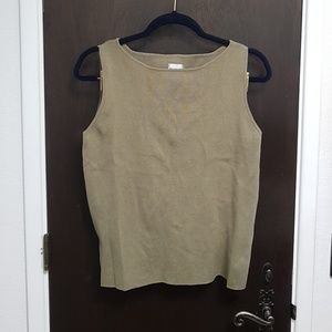 Chico's 3 army green silk blend shell